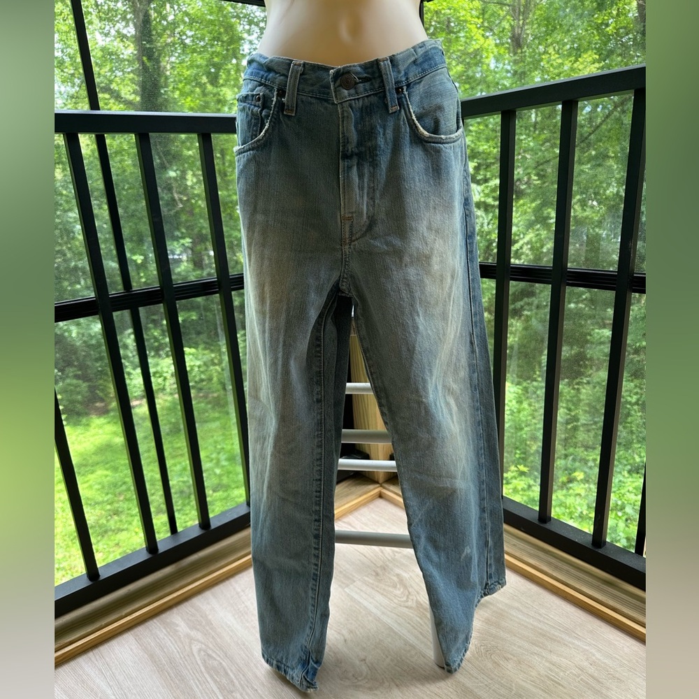 Abercrombie 5 Pocket Denim Blue Jean Barrel Wide Leg ~ 14 - Picture 2 of 9